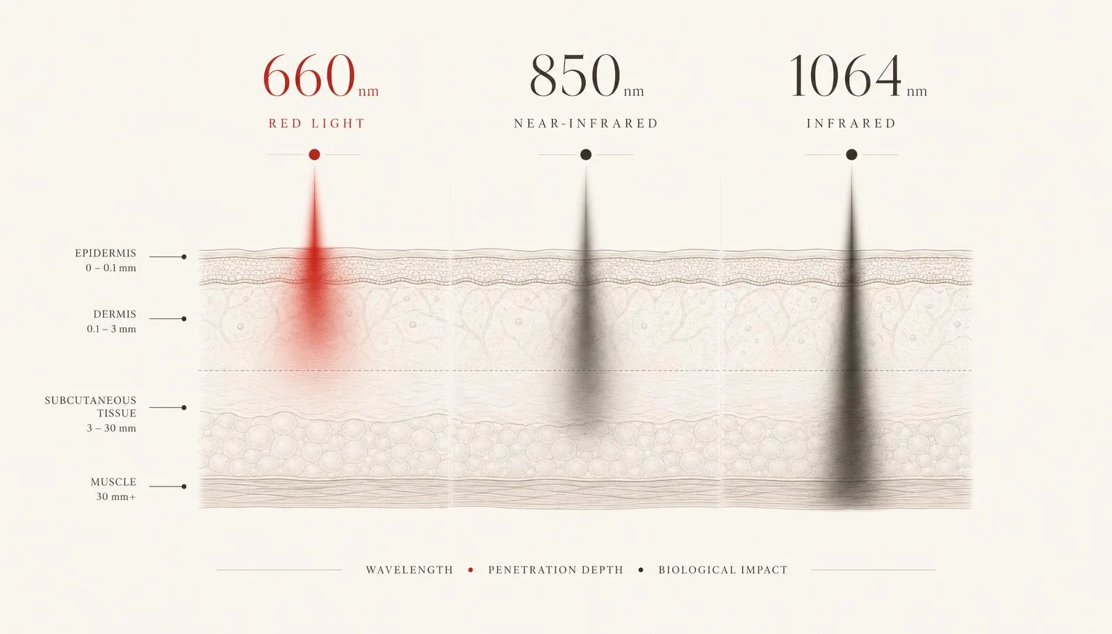 660 vs 850 vs 1064 nm: which wavelength does what